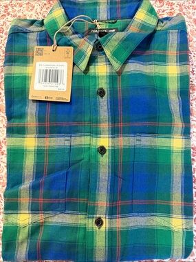 Toad&Co Green and Blue Plaid Button-Down Shirt